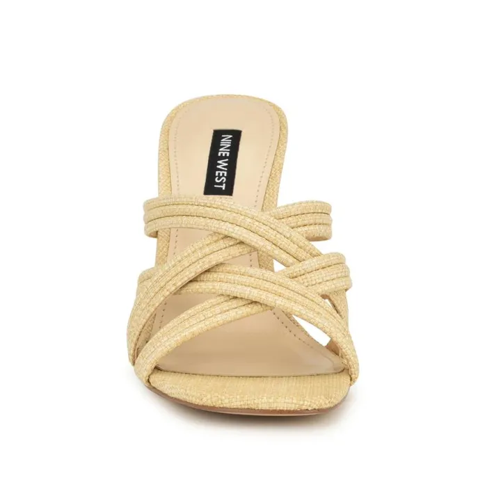 Nine West Heels Women Tracee Heeled Slide Sandals Natural