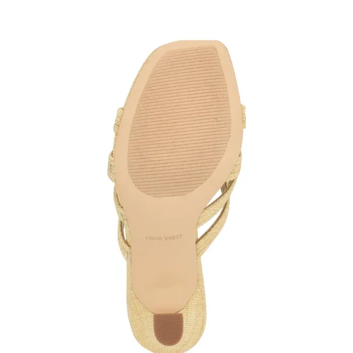 Nine West Heels Women Tracee Heeled Slide Sandals Natural
