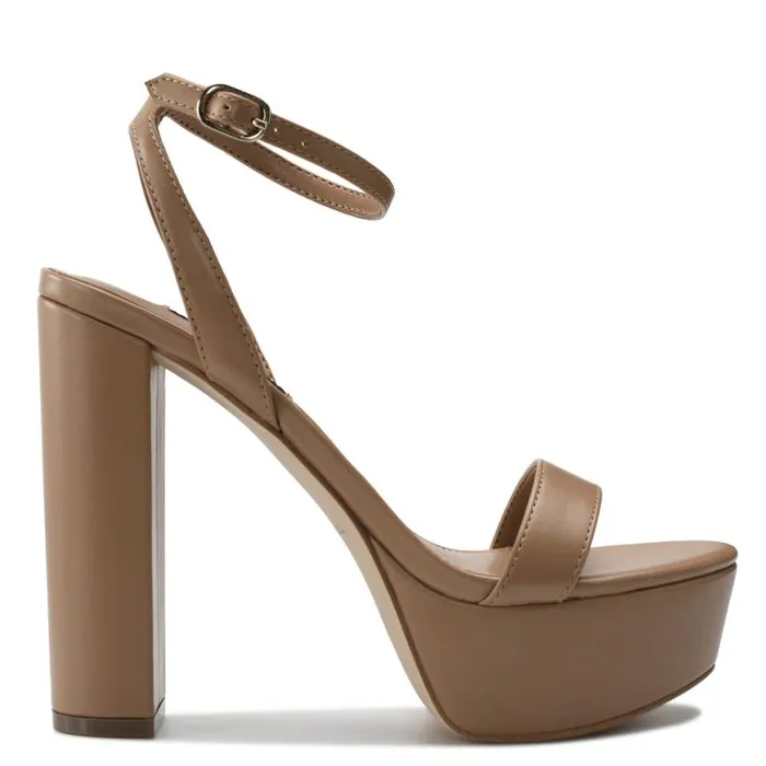 Nine West Heels Women Uknow Platform Dress Sandals Light Tan