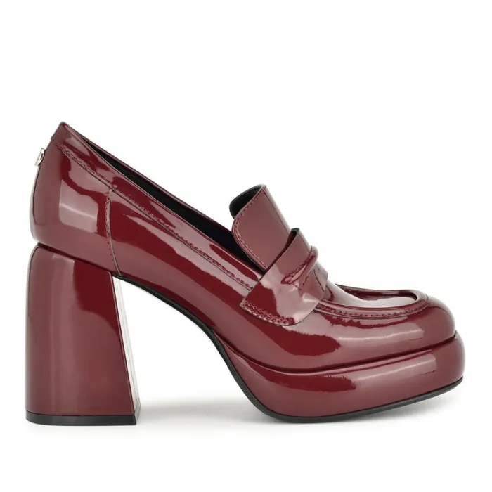 Nine West Heels Women Verge Heeled Platform Loafers Medium Red