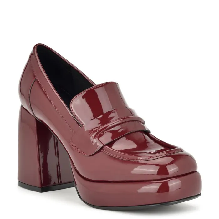 Nine West Heels Women Verge Heeled Platform Loafers Medium Red