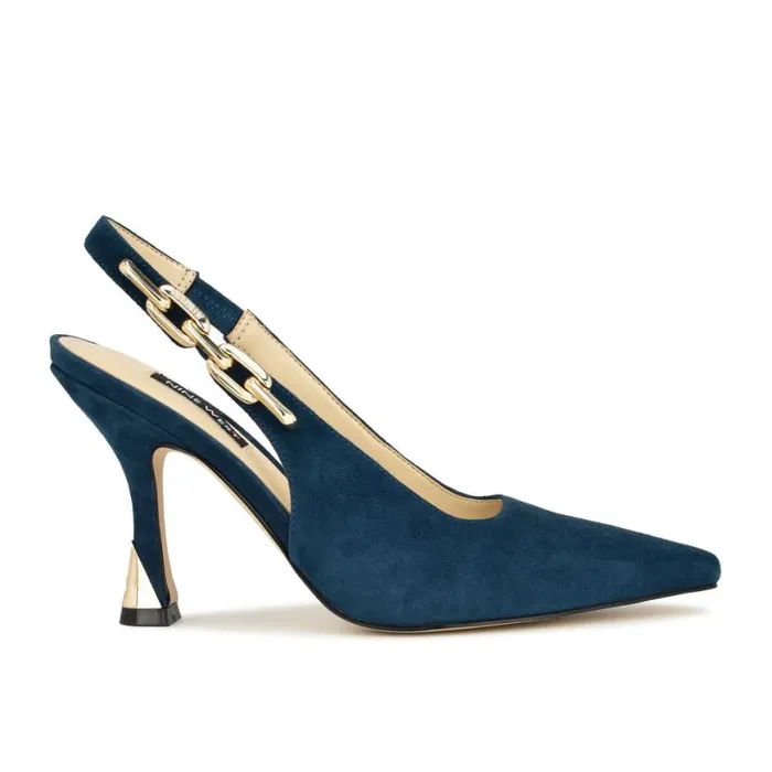 Nine West Heels Women Veroni Slingback Pumps Dark Blue