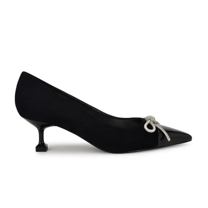 Nine West Heels Women Wendon Bow Pumps Black Suede