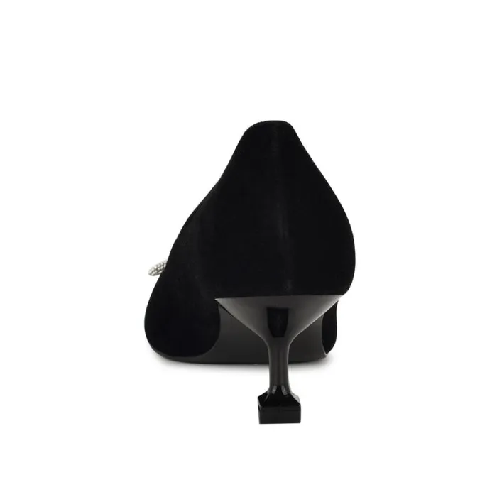 Nine West Heels Women Wendon Bow Pumps Black Suede Nine West Heels Women Wendon Bow Pumps Black Suede