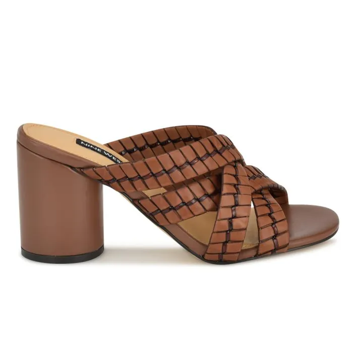 Nine West Heels Women Wenea Strappy Heeled Slide Sandals Brown