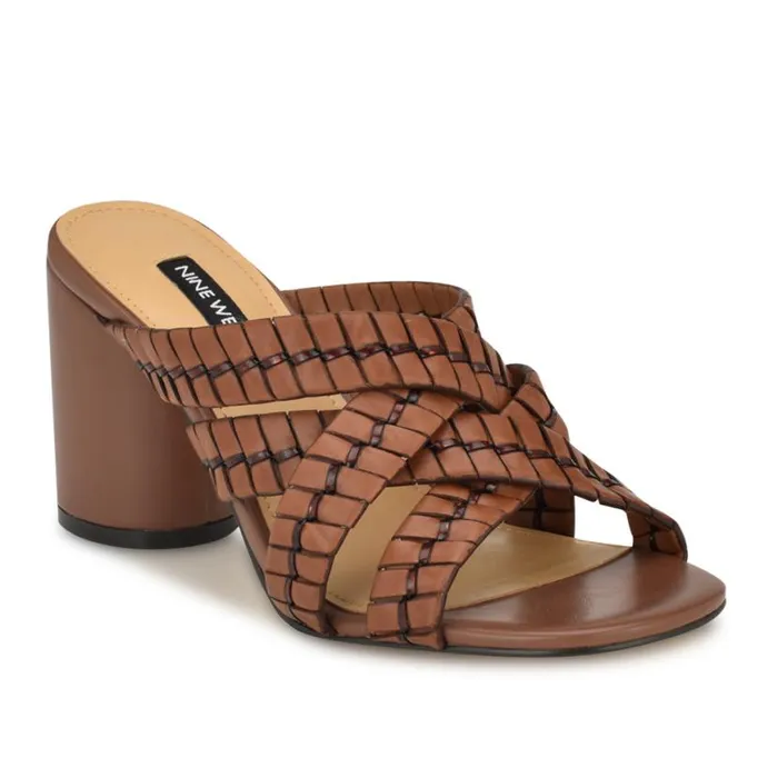 Nine West Heels Women Wenea Strappy Heeled Slide Sandals Brown Nine West Heels Women Wenea Strappy Heeled Slide Sandals Brown