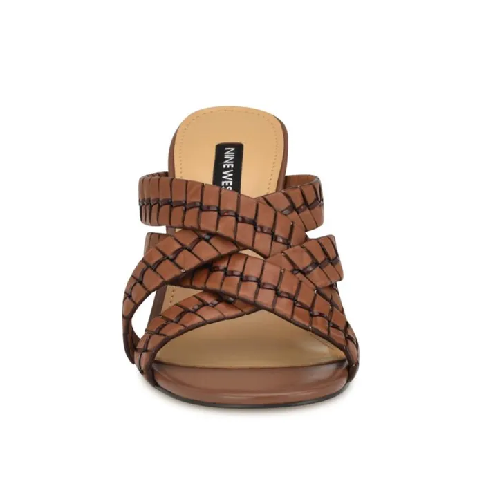 Nine West Heels Women Wenea Strappy Heeled Slide Sandals Brown Nine West Heels Women Wenea Strappy Heeled Slide Sandals Brown