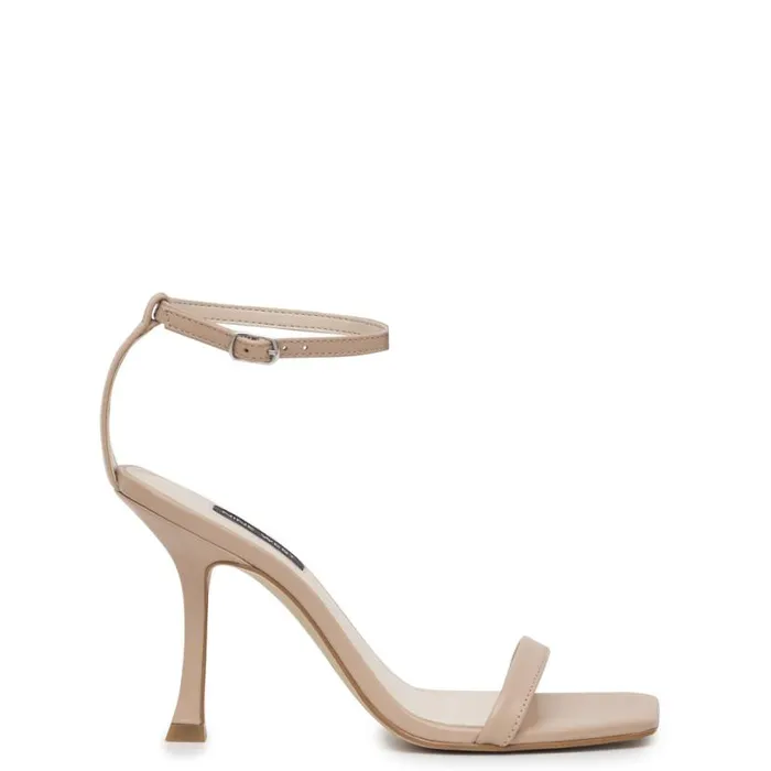 Nine West Heels Women Yess Ankle Strap Sandals Barely Nude Leather