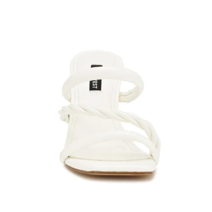 Nine West Heels Women Yester Heeled Slide Sandals White Nine West Heels Women Yester Heeled Slide Sandals White