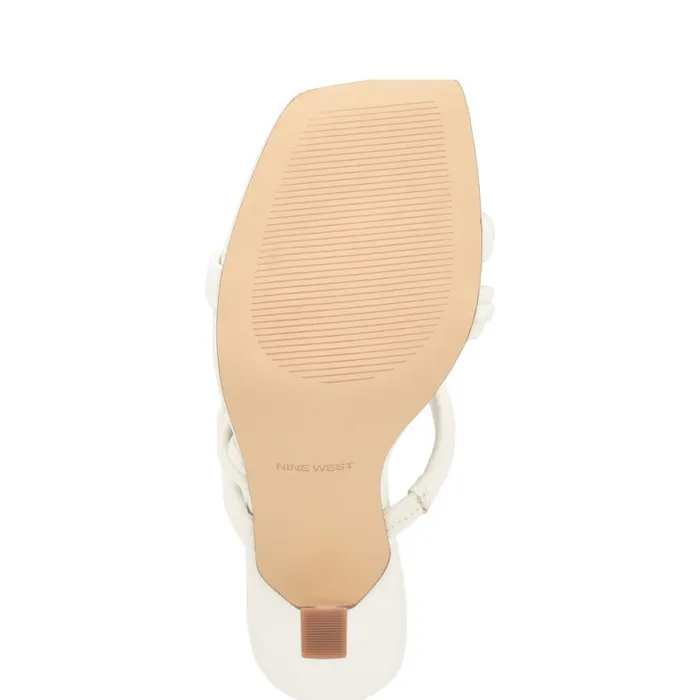 Nine West Heels Women Yester Heeled Slide Sandals White Nine West Heels Women Yester Heeled Slide Sandals White