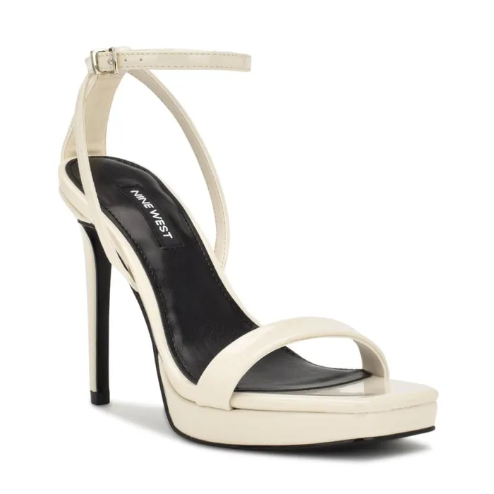 Nine West Heels Women Zilo Platform Sandals Chic Cream Patent Nine West Heels Women Zilo Platform Sandals Chic Cream Patent