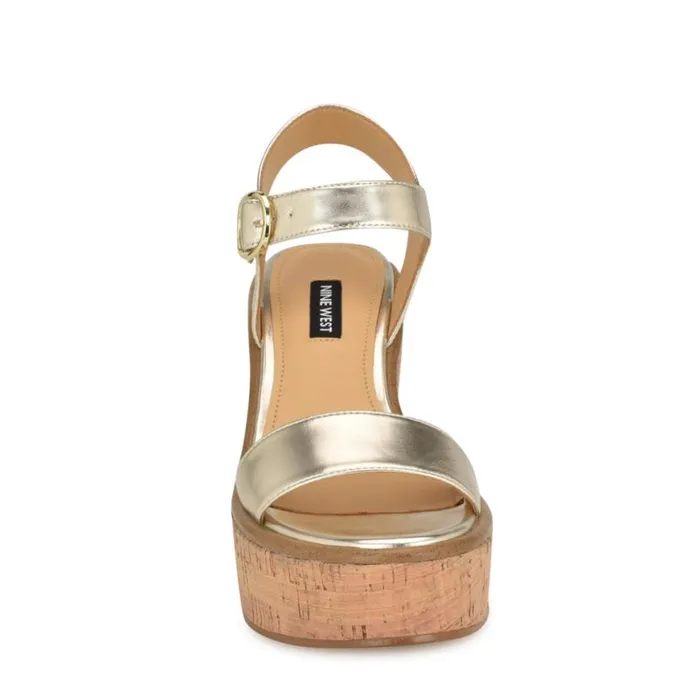 Nine West Sandals Women Amye Ankle Strap Wedge Sandals Platino Nine West Sandals Women Amye Ankle Strap Wedge Sandals Platino