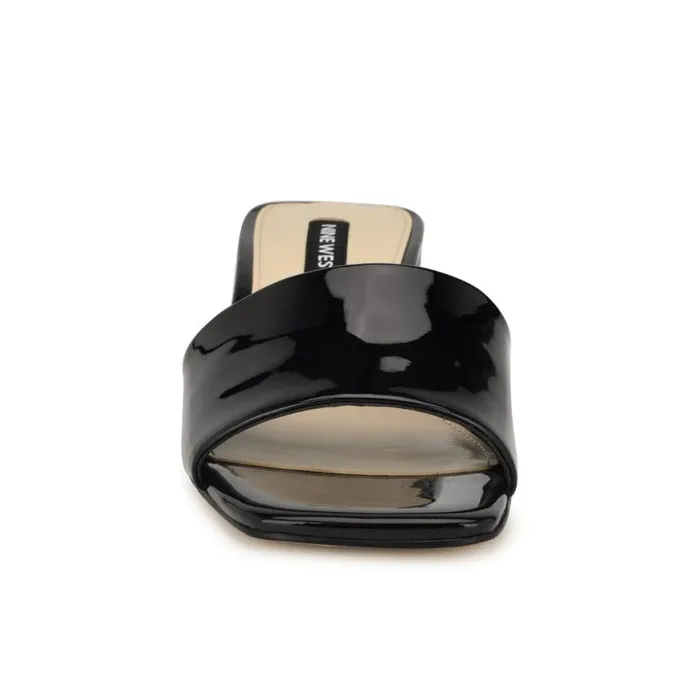 Nine West Sandals Women Bamsy Block Heel Slide Sandals Black Patent Nine West Sandals Women Bamsy Block Heel Slide Sandals Black Patent