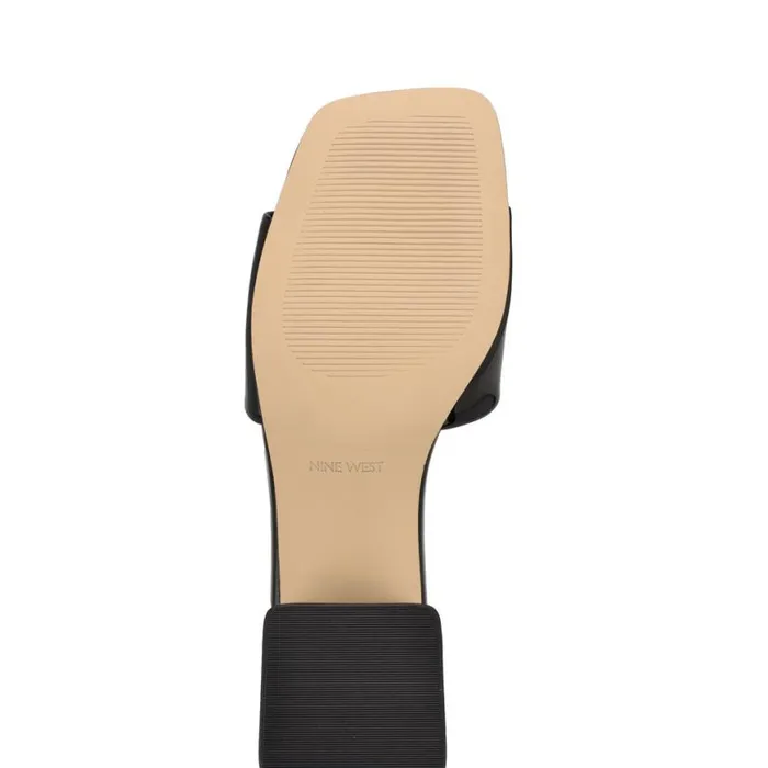 Nine West Sandals Women Bamsy Block Heel Slide Sandals Black Patent Nine West Sandals Women Bamsy Block Heel Slide Sandals Black Patent