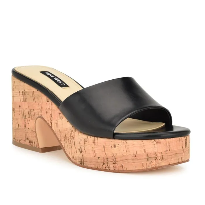 Nine West Sandals Women Boone Platform Slide Sandals Black