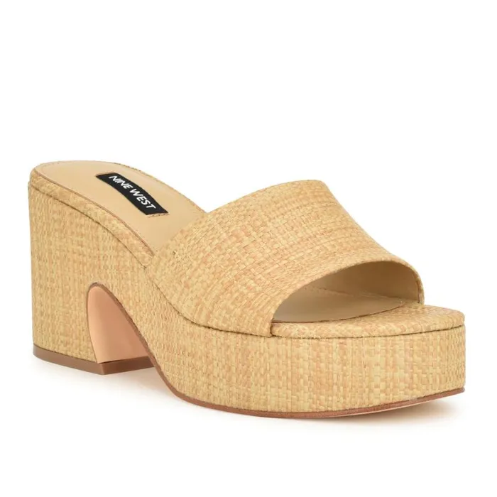 Nine West Sandals Women Boone Platform Slide Sandals Natural Raffia Nine West Sandals Women Boone Platform Slide Sandals Natural Raffia
