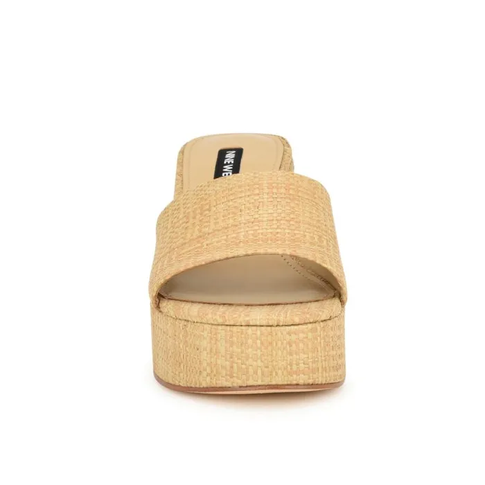 Nine West Sandals Women Boone Platform Slide Sandals Natural Raffia Nine West Sandals Women Boone Platform Slide Sandals Natural Raffia