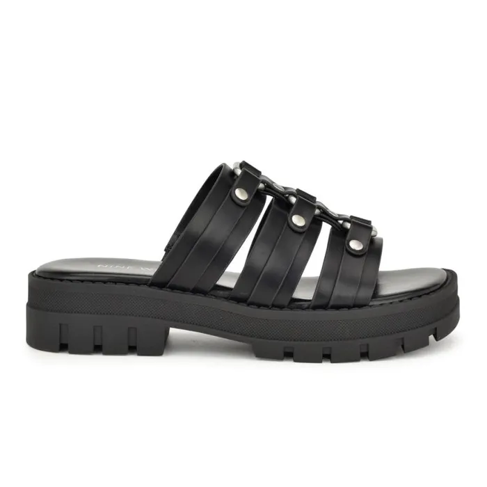 Nine West Sandals Women Cazz Fisherman Slide Sandals Black