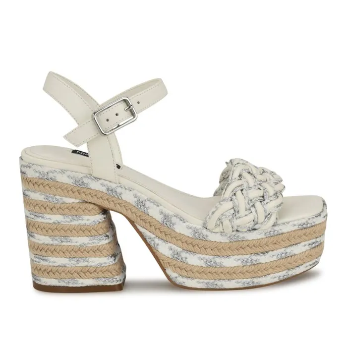Nine West Sandals Women Cinka Woven Platform Sandals Whitesilver