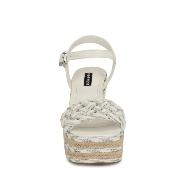 Nine West Sandals Women Cinka Woven Platform Sandals Whitesilver