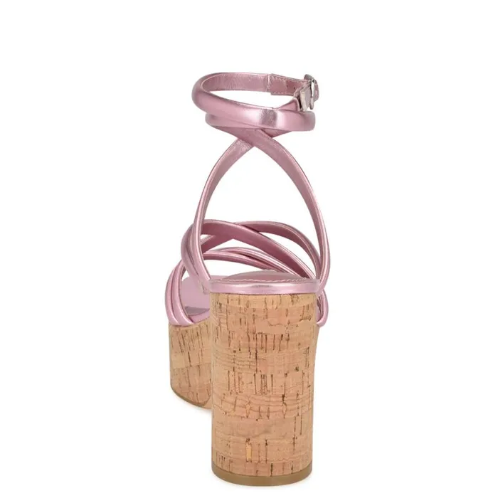 Nine West Sandals Women Corke Platform Wedge Strappy Sandals Pink