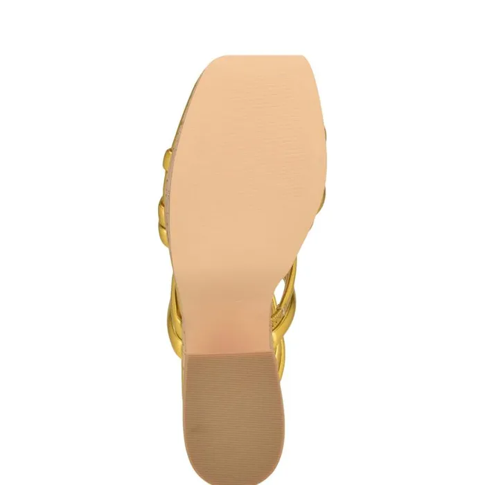 Nine West Sandals Women Corke Platform Wedge Strappy Sandals Yellow