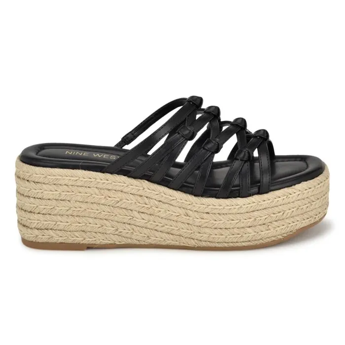 Nine West Sandals Women Cristy Espadrille Wedge Sandals Black