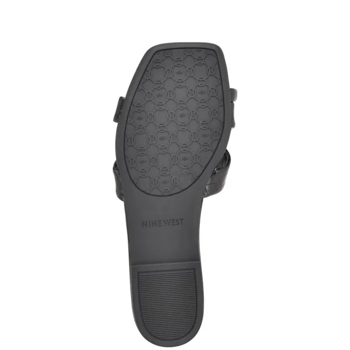 Nine West Sandals Women Dotty Flat Slide Sandals Black Embossed Croco Nine West Sandals Women Dotty Flat Slide Sandals Black Embossed Croco
