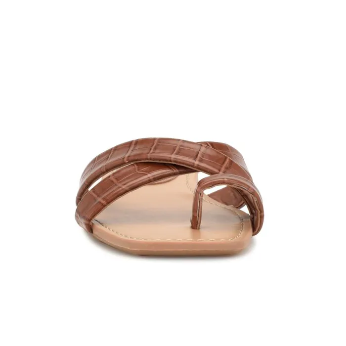 Nine West Sandals Women Dotty Flat Slide Sandals Rich Coffee Embossed Croco Nine West Sandals Women Dotty Flat Slide Sandals Rich Coffee Embossed Croco
