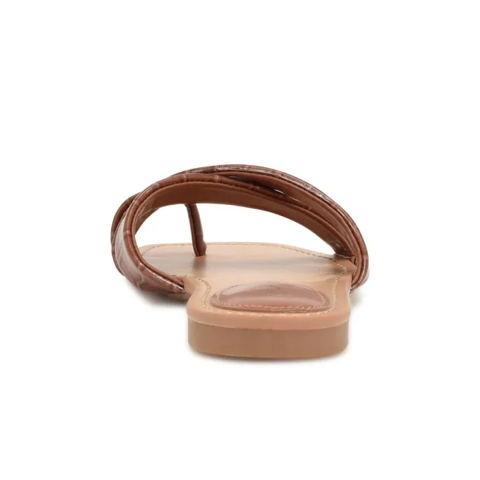 Nine West Sandals Women Dotty Flat Slide Sandals Rich Coffee Embossed Croco Nine West Sandals Women Dotty Flat Slide Sandals Rich Coffee Embossed Croco