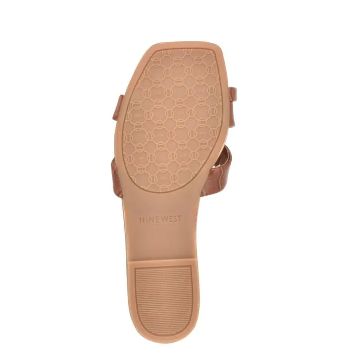 Nine West Sandals Women Dotty Flat Slide Sandals Rich Coffee Embossed Croco Nine West Sandals Women Dotty Flat Slide Sandals Rich Coffee Embossed Croco