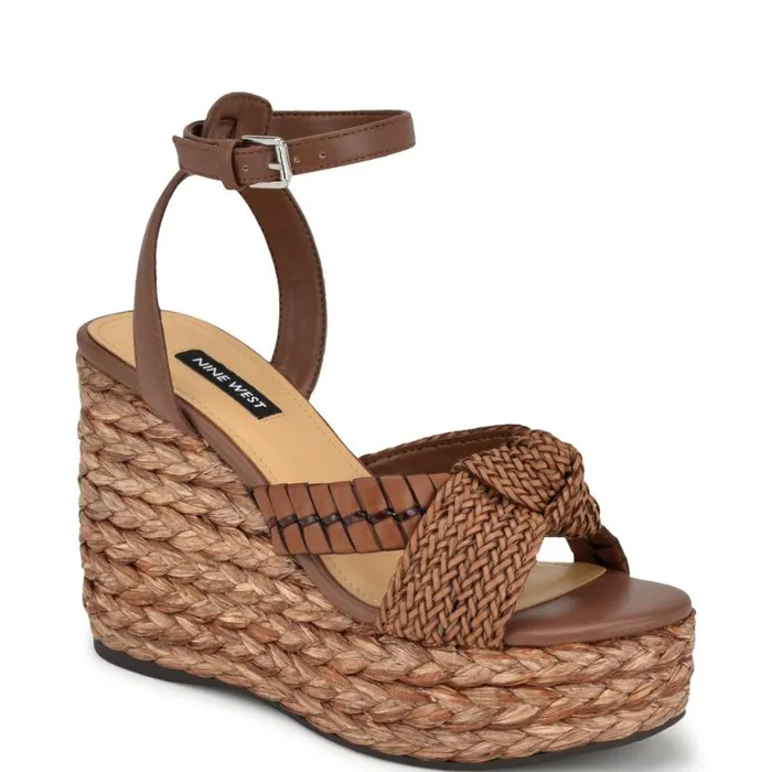 Nine West Sandals Women Eaden Woven Wedge Sandals Brown Nine West Sandals Women Eaden Woven Wedge Sandals Brown