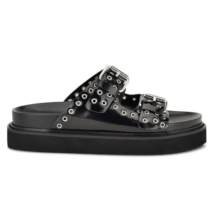 Nine West Sandals Women Eleny Buckle Slide Sandals Black