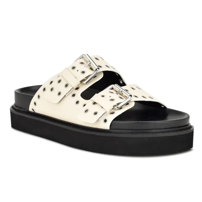 Nine West Sandals Women Eleny Buckle Slide Sandals Chic Cream Nine West Sandals Women Eleny Buckle Slide Sandals Chic Cream