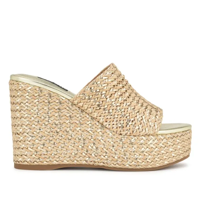 Nine West Sandals Women Everie Espadrille Wedge Sandals Natural Platino