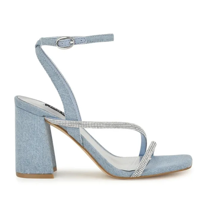 Nine West Sandals Women Gaden Ankle Strap Sandals Denim