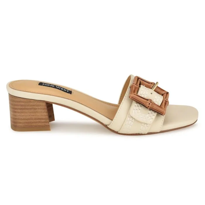 Nine West Sandals Women Garta Buckle Slide Sandals Chic Cream