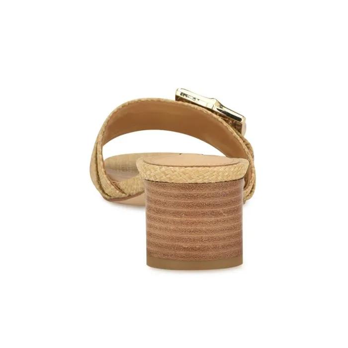 Nine West Sandals Women Garta Buckle Slide Sandals Light Natural Raffia