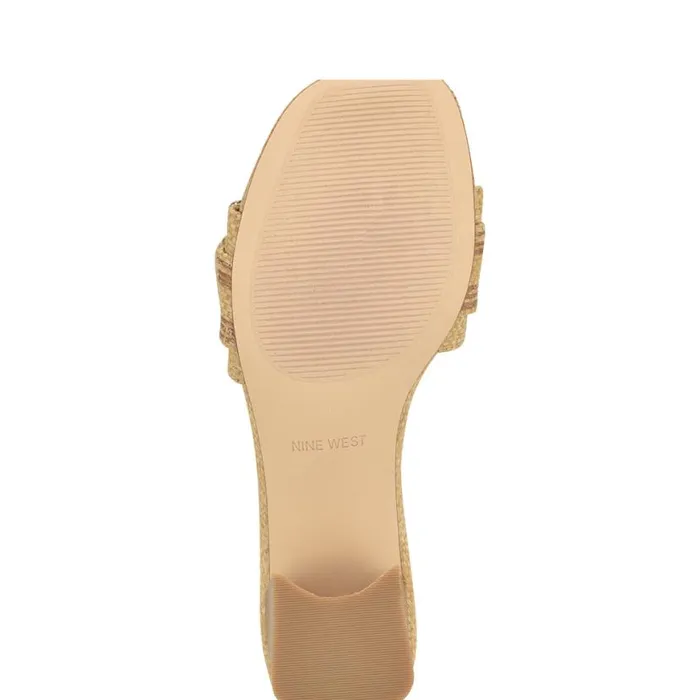 Nine West Sandals Women Garta Buckle Slide Sandals Light Natural Raffia