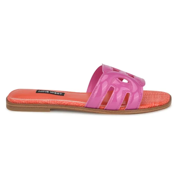 Nine West Sandals Women Geena Flat Slide Sandals Pinkorange