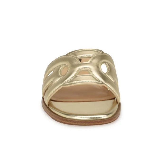 Nine West Sandals Women Geena Flat Slide Sandals Platino