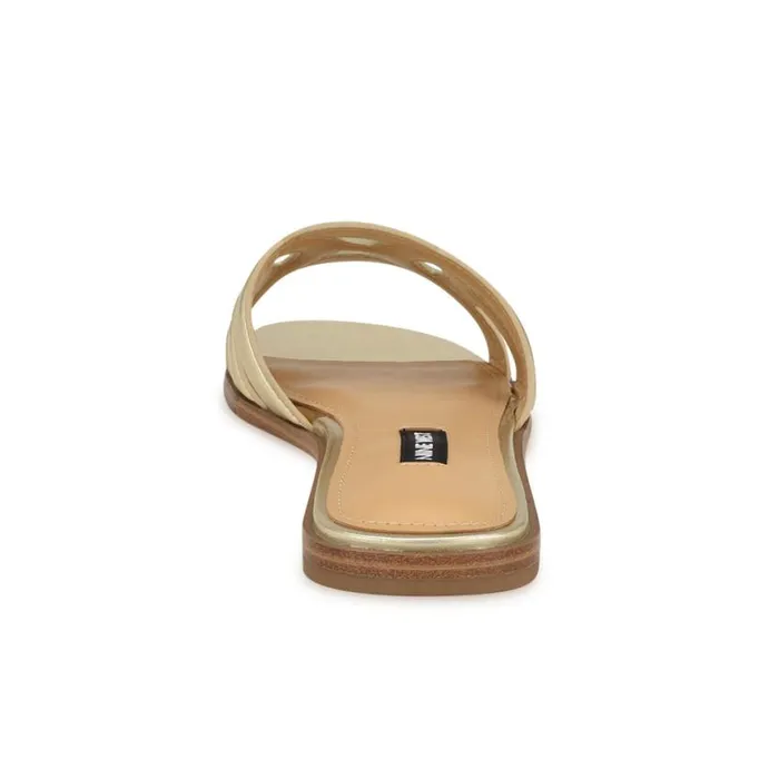 Nine West Sandals Women Geena Flat Slide Sandals Platino