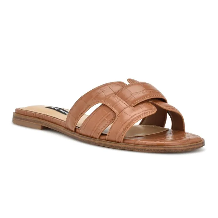 Nine West Sandals Women Germani Flat Slide Sandals Brown Nine West Sandals Women Germani Flat Slide Sandals Brown