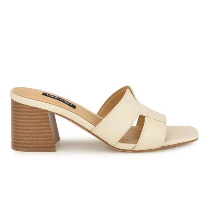 Nine West Sandals Women Griselda Block Heel Sandals Ivory