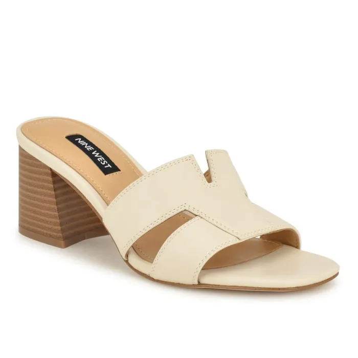 Nine West Sandals Women Griselda Block Heel Sandals Ivory