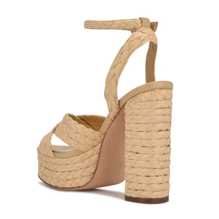 Nine West Sandals Women Hadyn Platform Sandals Natural Raffia