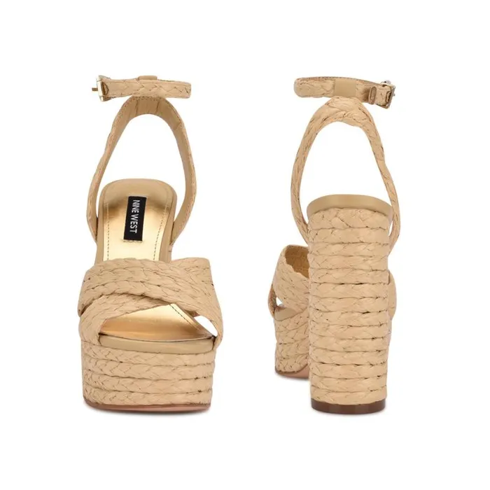 Nine West Sandals Women Hadyn Platform Sandals Natural Raffia