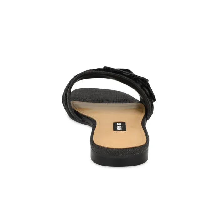 Nine West Sandals Women Hagleigh Flat Slide Sandals Black Raffia
