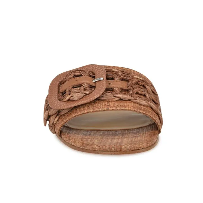 Nine West Sandals Women Hagleigh Flat Slide Sandals Brown Raffia