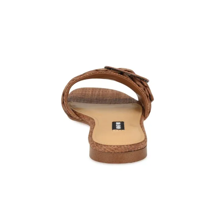 Nine West Sandals Women Hagleigh Flat Slide Sandals Brown Raffia